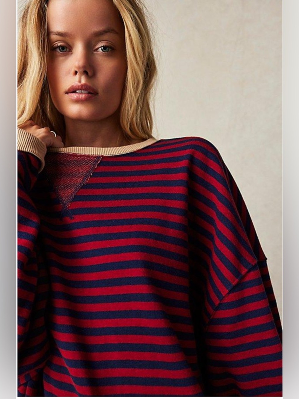 We the free oversized classic striped crewneck nautical